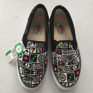 vintage skater canvas slip on shoes bright colors